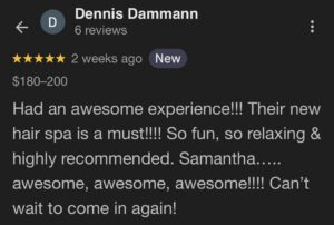 Google review for Salon Madeleine Head Spa praising relaxing experience.